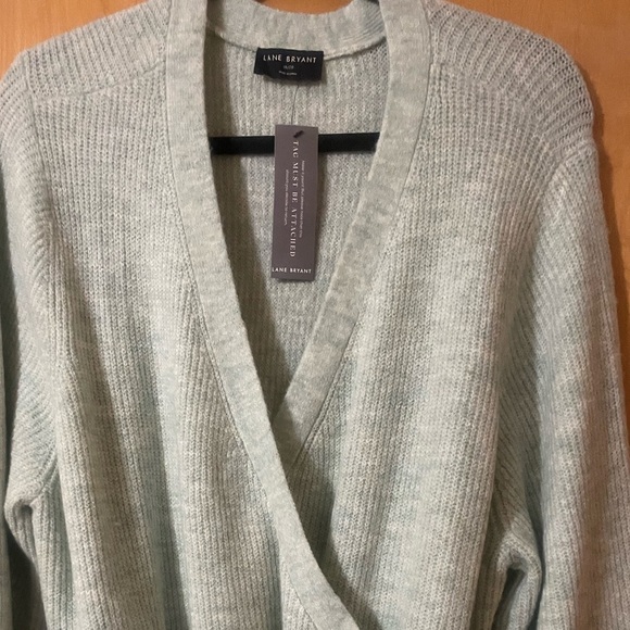 Lane Bryant Soft Sea Green (18/20) V-neck Knit Cozy-core Sweater Dress - Picture 2 of 13